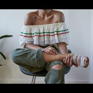 Vintage 70s off the shoulder fiesta blouse