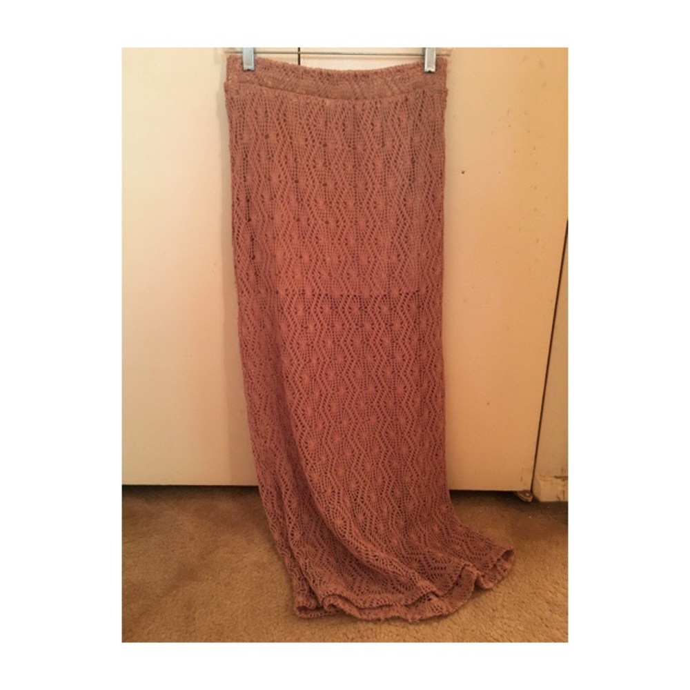 Kirra mauve crochet maxi skirt