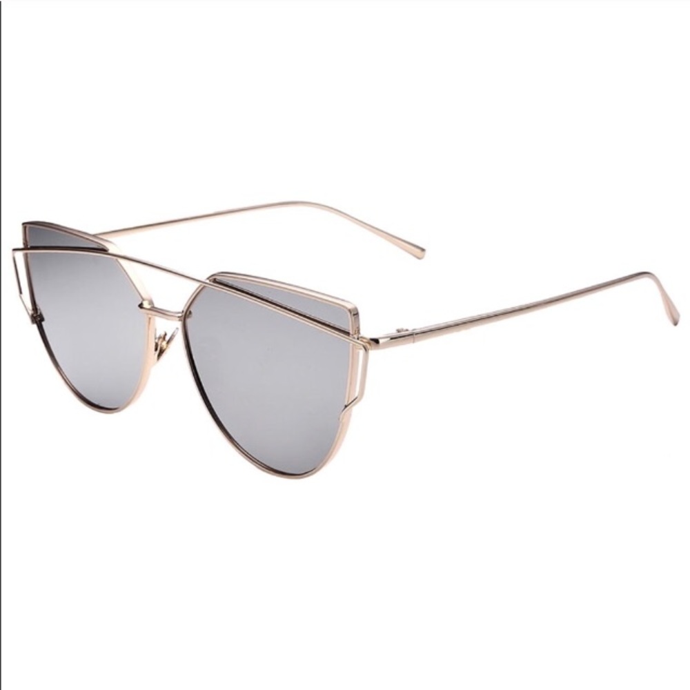 SILVER + GOLD Mirror SUNGLASSES Aviators CATEYE - Picture 2 of 3