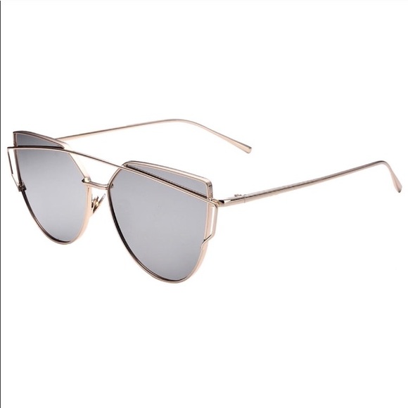 SILVER + GOLD Mirror SUNGLASSES Aviators CATEYE - Picture 2 of 3