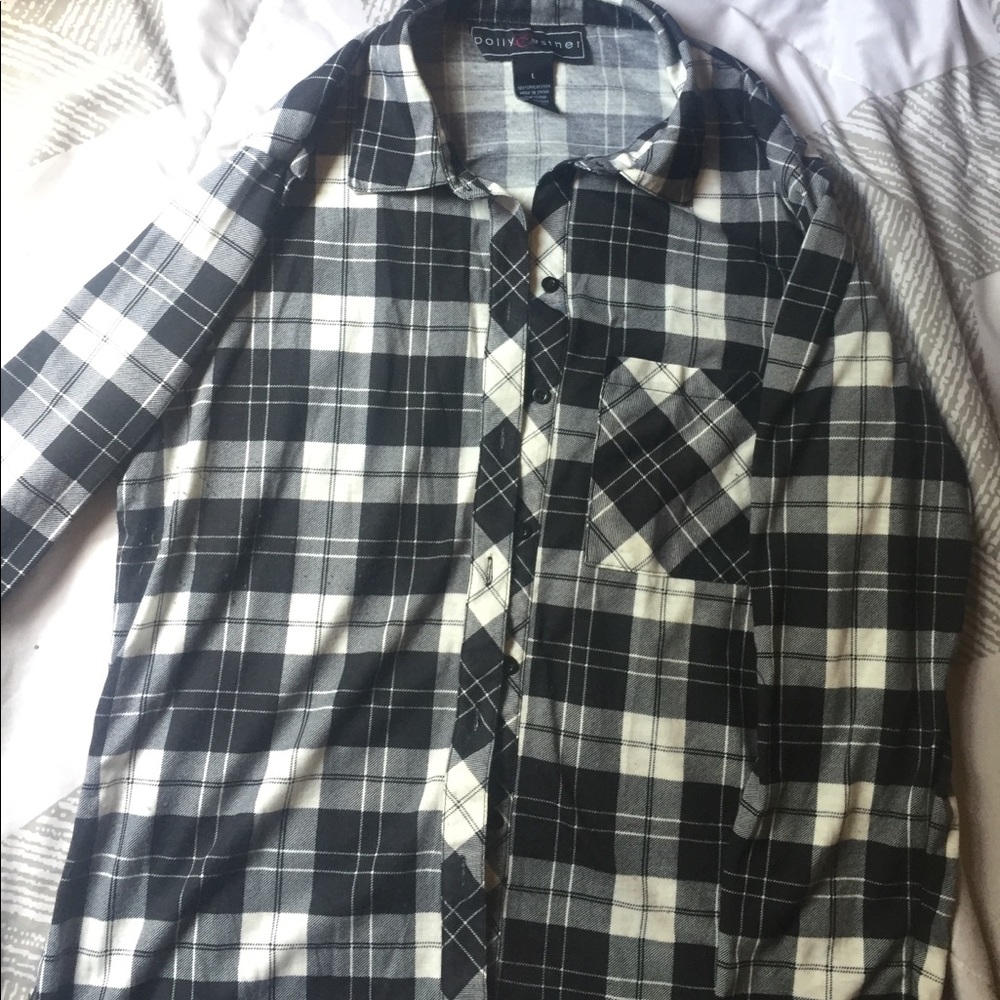 Black and White Plaid Blouse