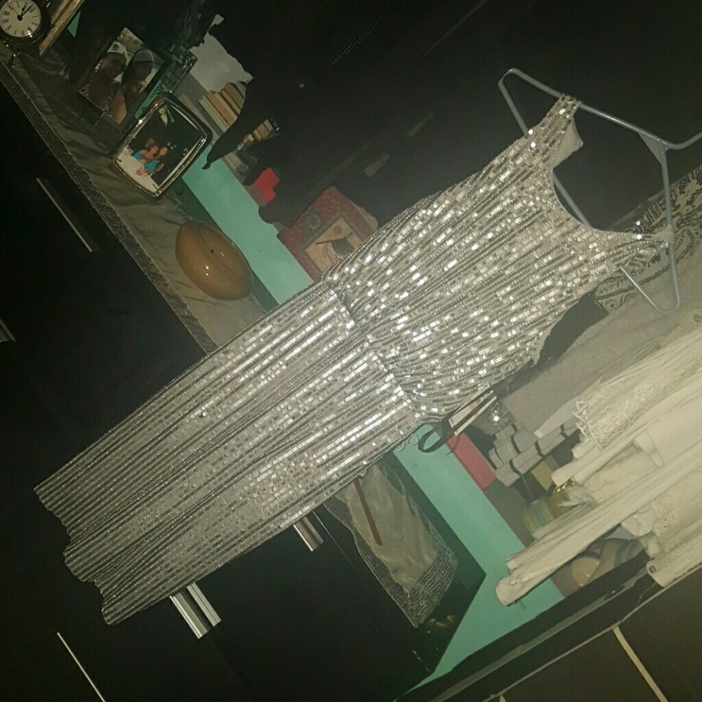 Silver grey sequin dress