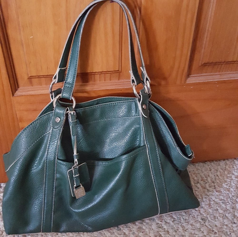 Liz Claiborn green leather satchel