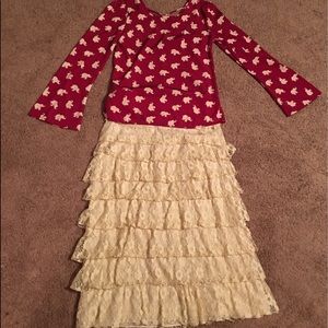 Lace ruffle Jade mackenzie skirt•