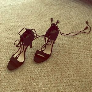 Tie up black heels