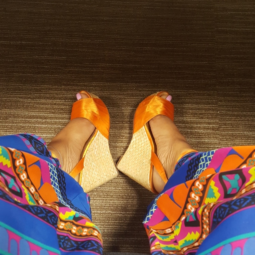 True Orange Wedge Heel