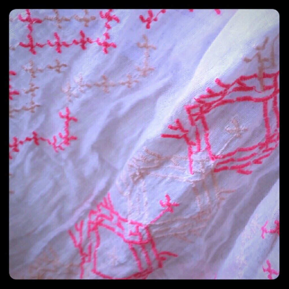 Sheer Embroidered Infinity Scarf