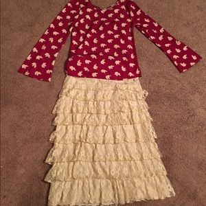 Red & cream elephant shirt•