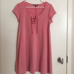 Trendy Lace Up Pink Dress