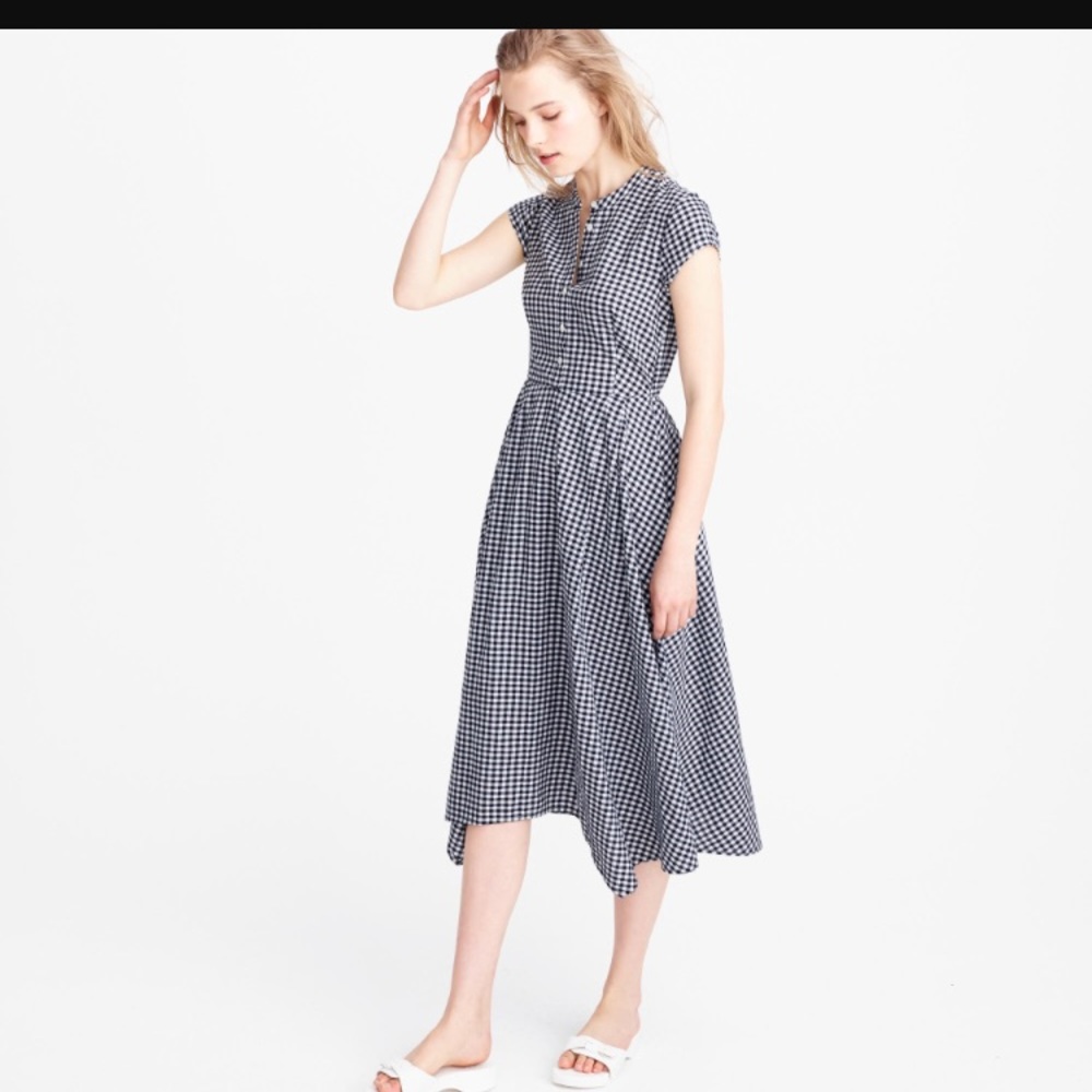 Gingham short-sleeve shirtdress