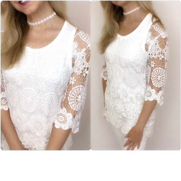 🔴PRICEDROP🔴Delicate Lace CoverUp Tunic Top sold - Picture 2 of 7