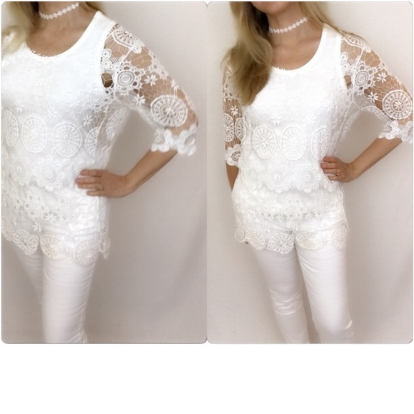 🔴PRICEDROP🔴Delicate Lace CoverUp Tunic Top sold - Picture 4 of 7