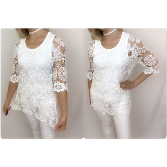 🔴PRICEDROP🔴Delicate Lace CoverUp Tunic Top sold - Picture 5 of 7