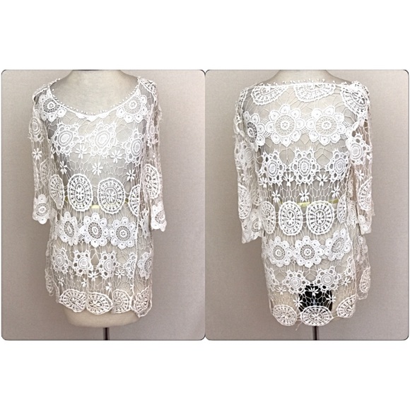 🔴PRICEDROP🔴Delicate Lace CoverUp Tunic Top sold - Picture 6 of 7
