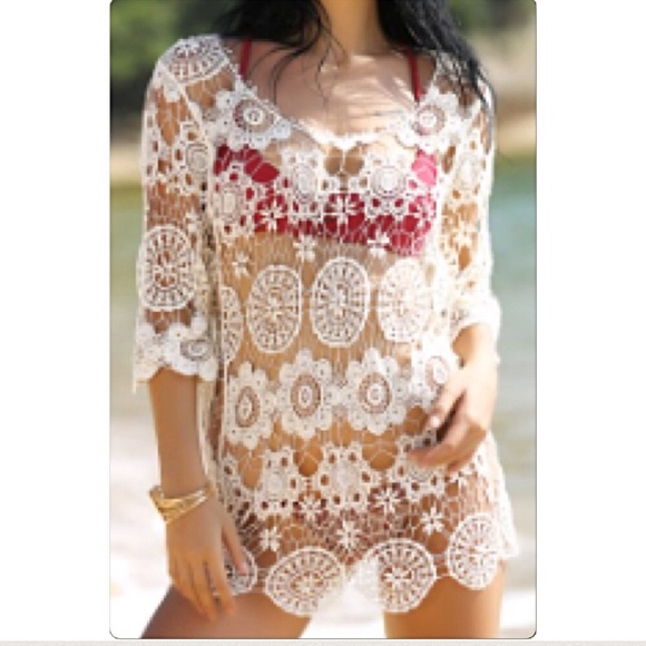 🔴PRICEDROP🔴Delicate Lace CoverUp Tunic Top sold - Picture 7 of 7