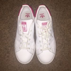 White and Pink Adidas Stan Smith Sneakers Like New