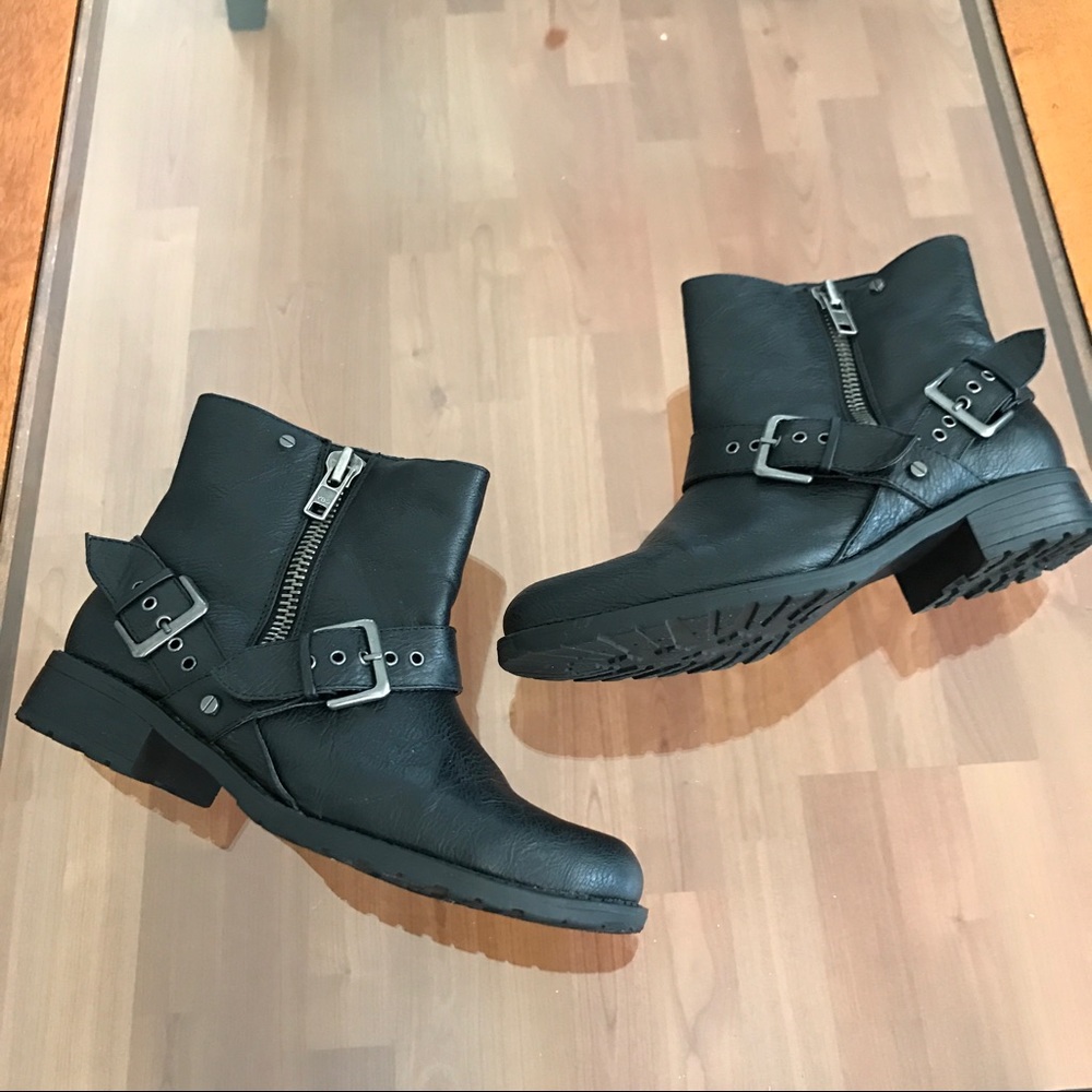 Faux Leather Short Moto Boots