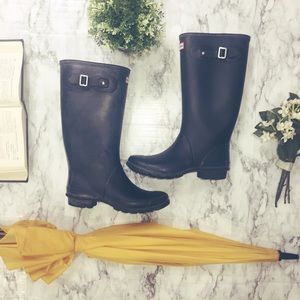 🌸Hunter Boots🌸 Black Widecut w/ Buckle