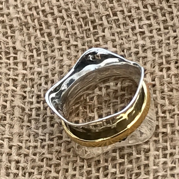 Two Tone Sterling Silver Spinner Ring - Picture 2 of 3