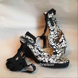 Burberry Floral Lace Up Espadrilles