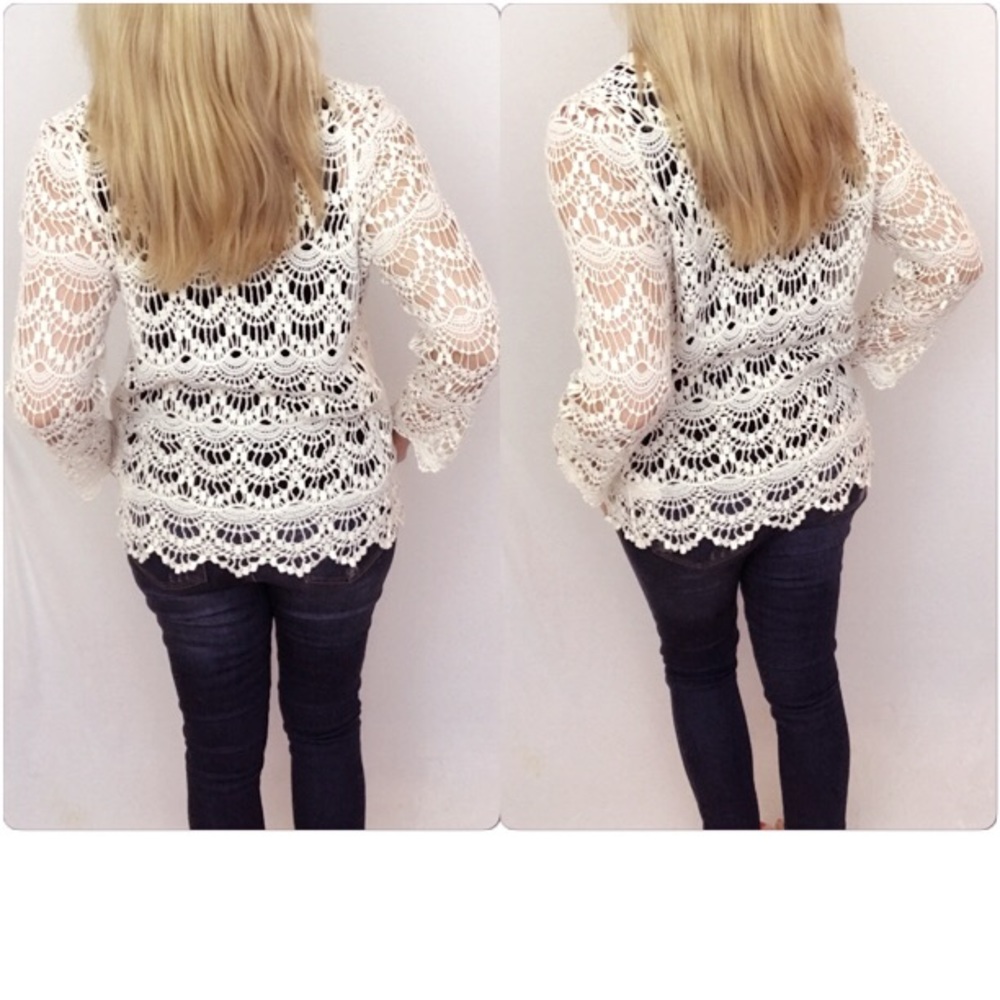 Crochet Lace Up Tunic Top Cover Up Sold - Picture 8 of 8