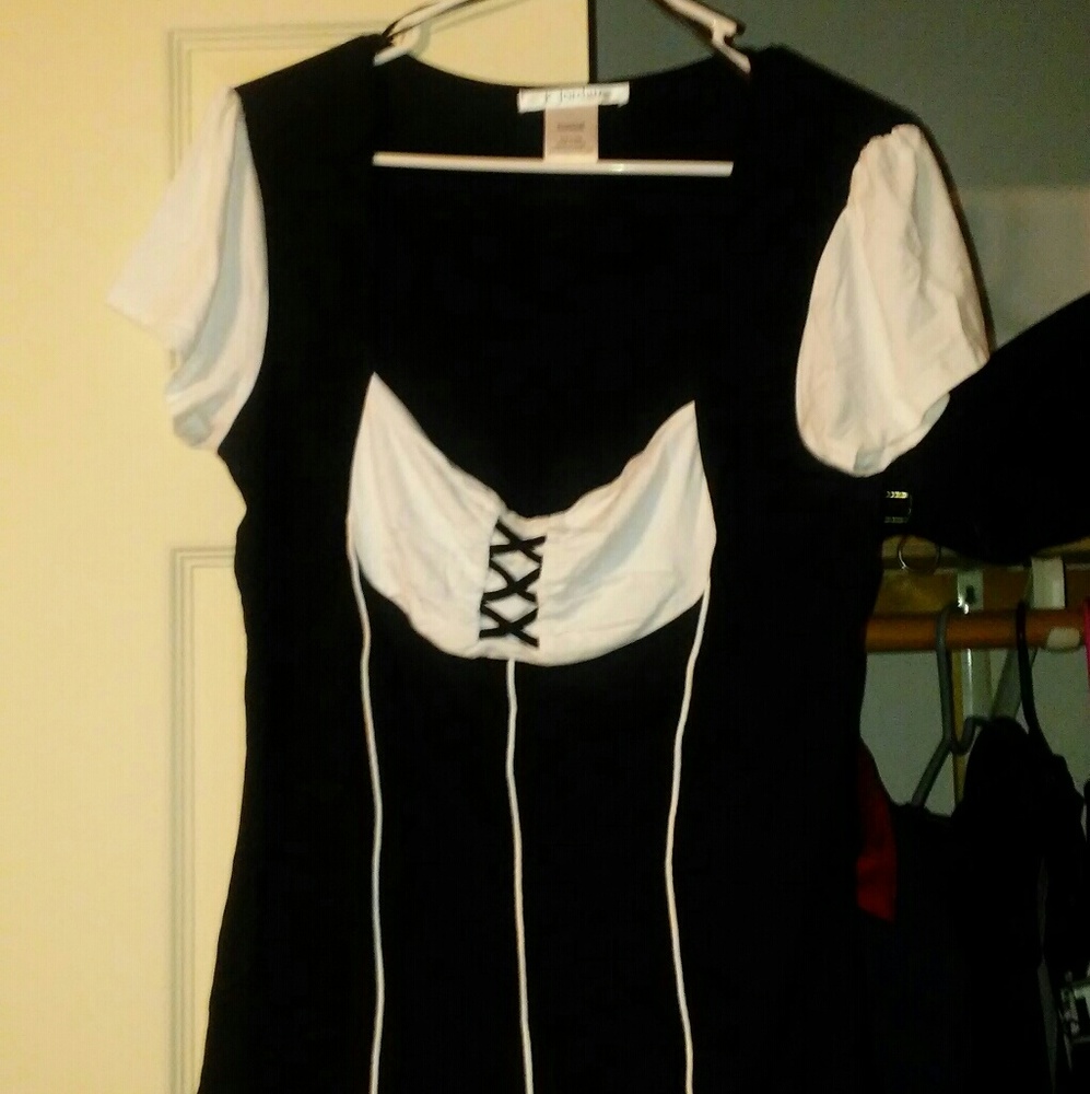 New Black and White Peasant Shirt