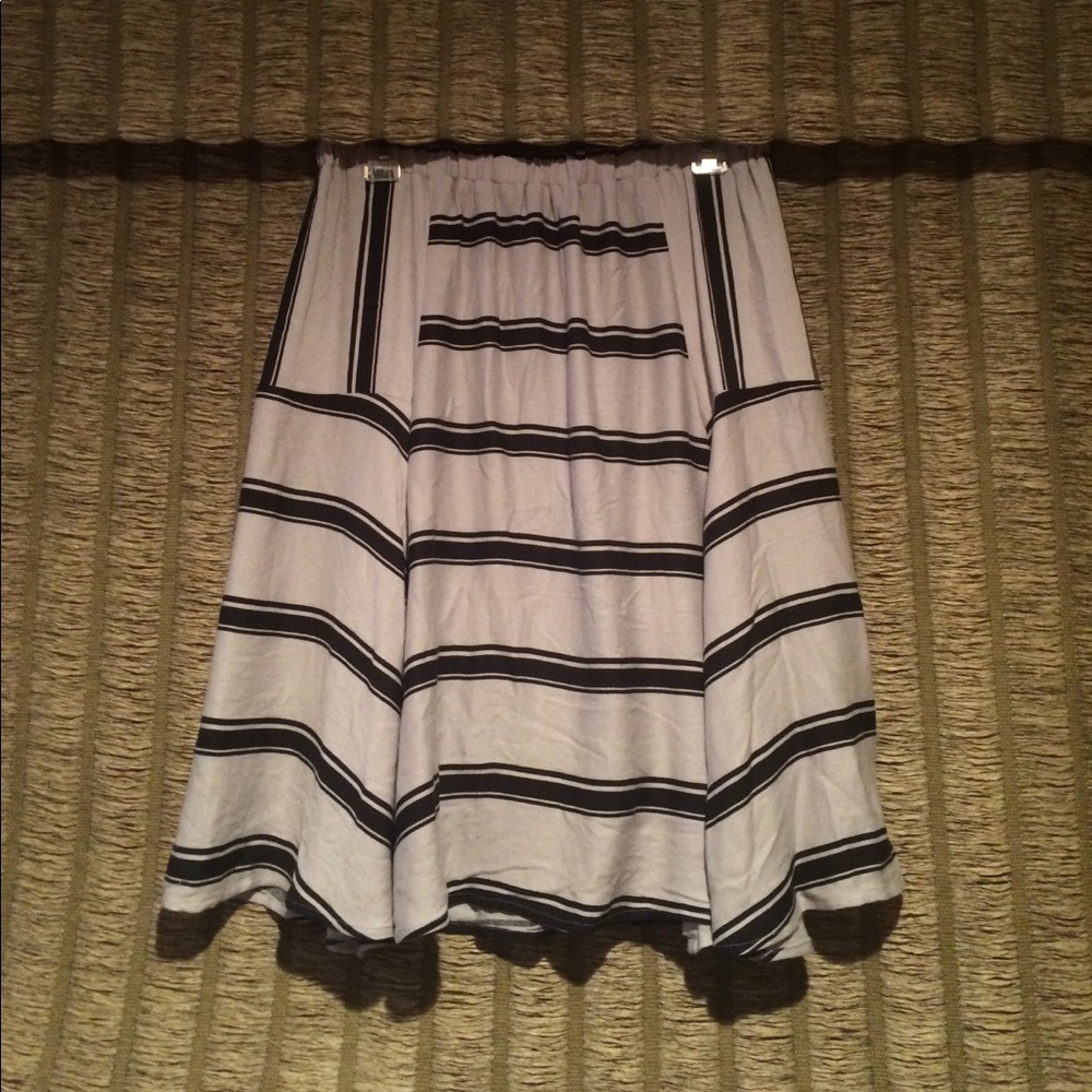 Ella Moss Anabel Stripe A Line Skirt • Grey Blk •M