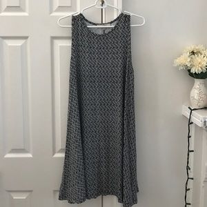Loft Black &a White Patterned Swing Dress