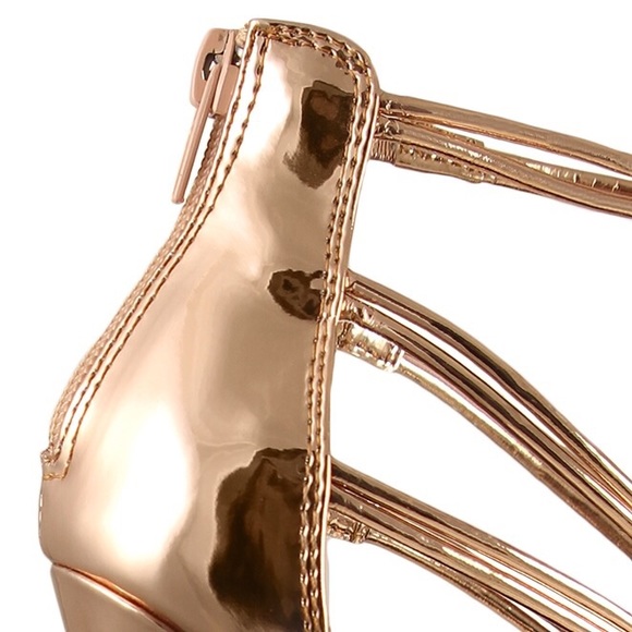 Liliana Metallic Rose Gold Strappy Heels - Picture 3 of 6