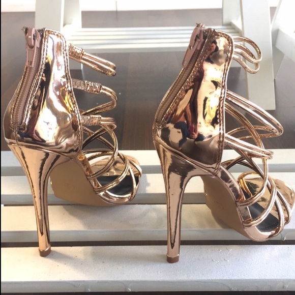 Liliana Metallic Rose Gold Strappy Heels - Picture 6 of 6