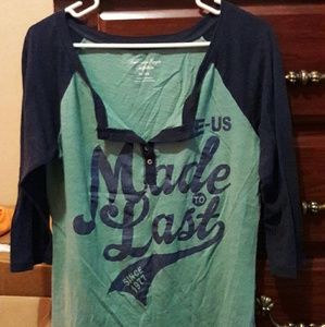 American Eagle Outfitters Green/Blue T-Shirt