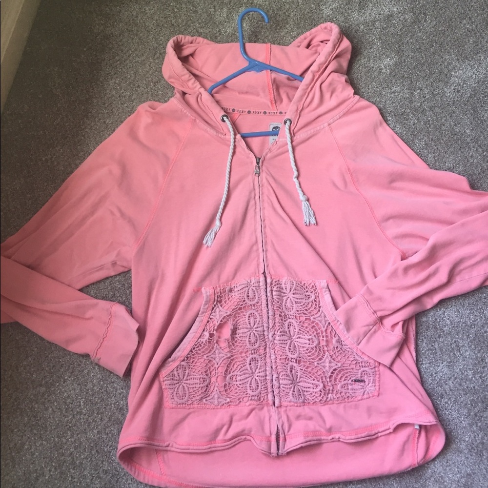 Roxy beach bum crochet zip up sweatshirt