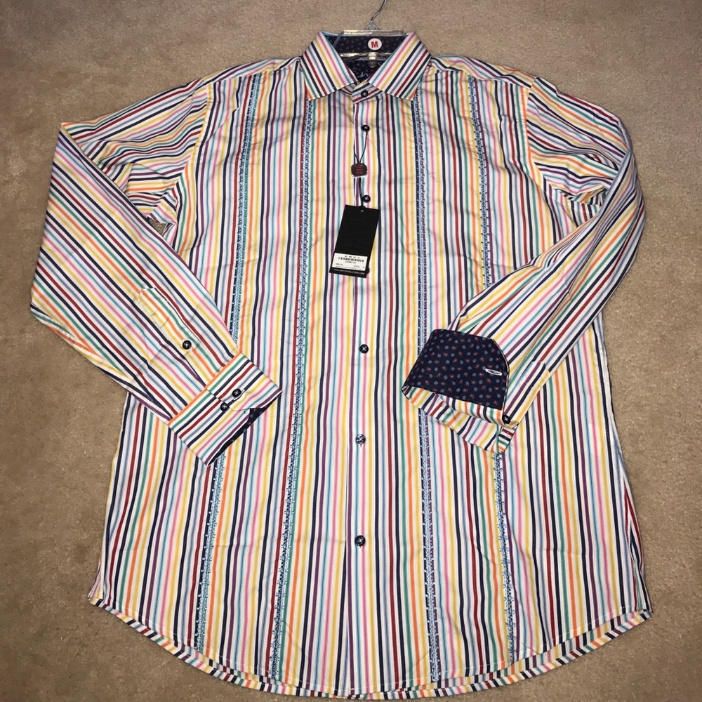 🌟H.P.!🌟ENVY Mens Button Down Dress Shirt MEDIUM