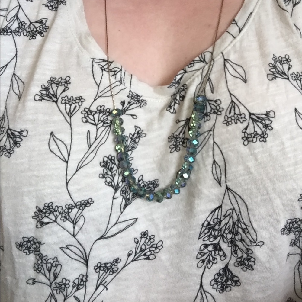 Sparkly Blue and Gold Long Necklace