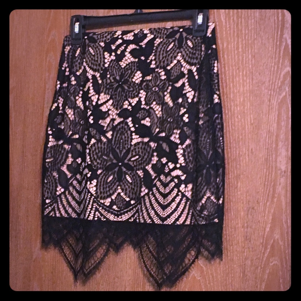 Express black lace skirt