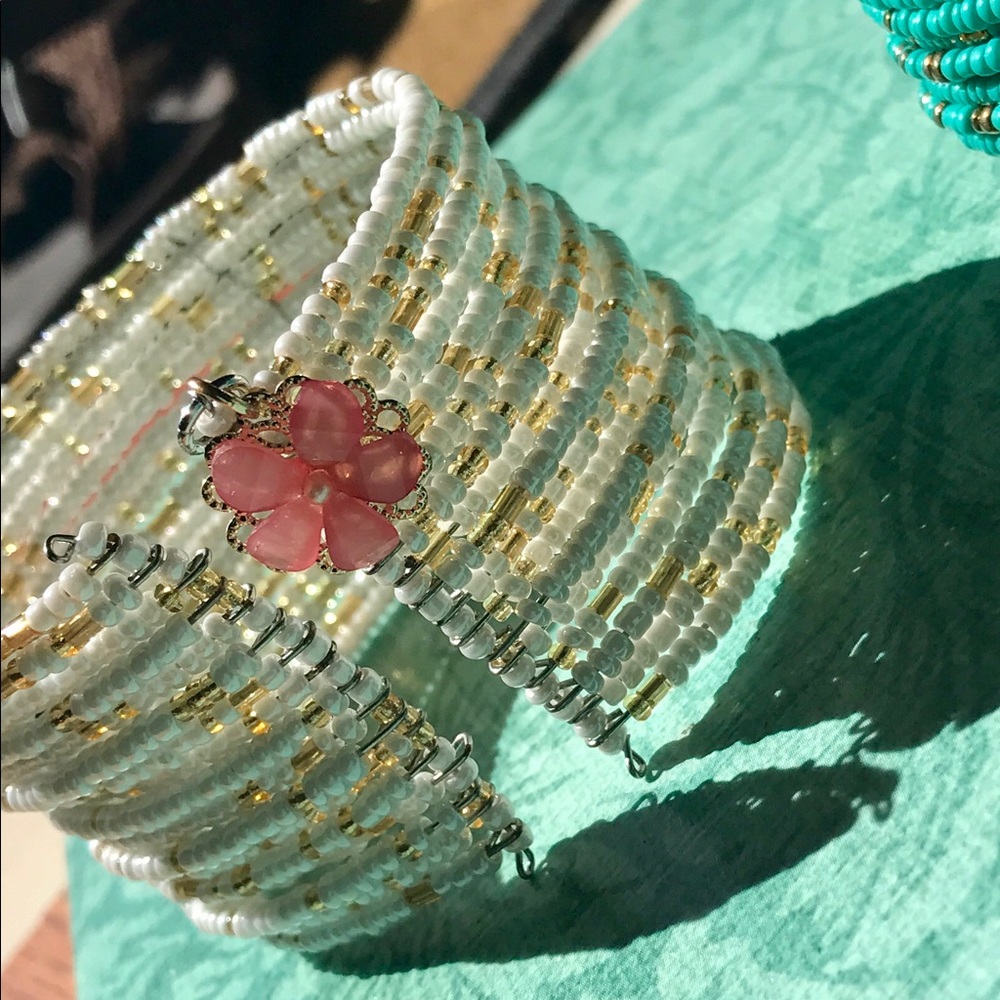 Handmade seed bead and charm bracelet