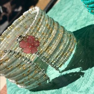 Handmade seed bead and charm bracelet