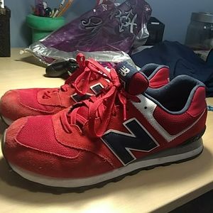Red mens new balance 574 men size 11