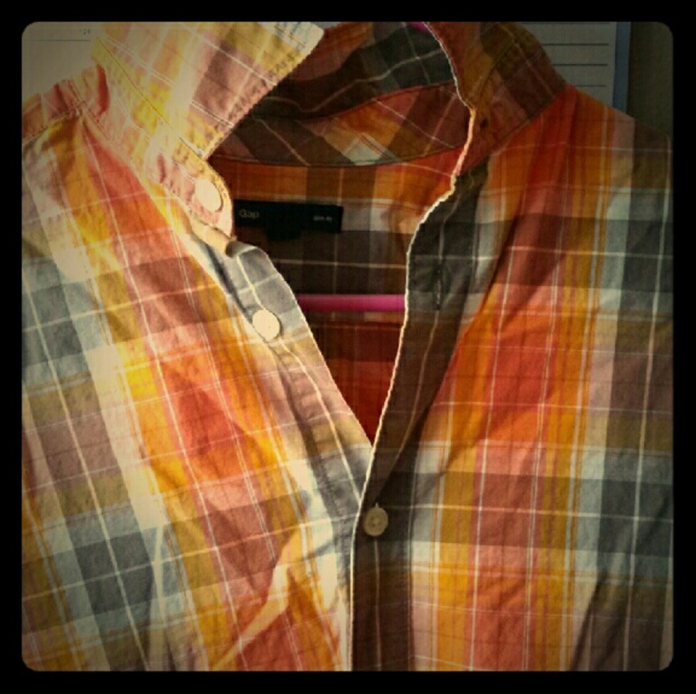 Orange Plaid Button Down