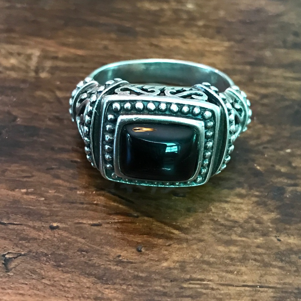 Sterling and onyx ring