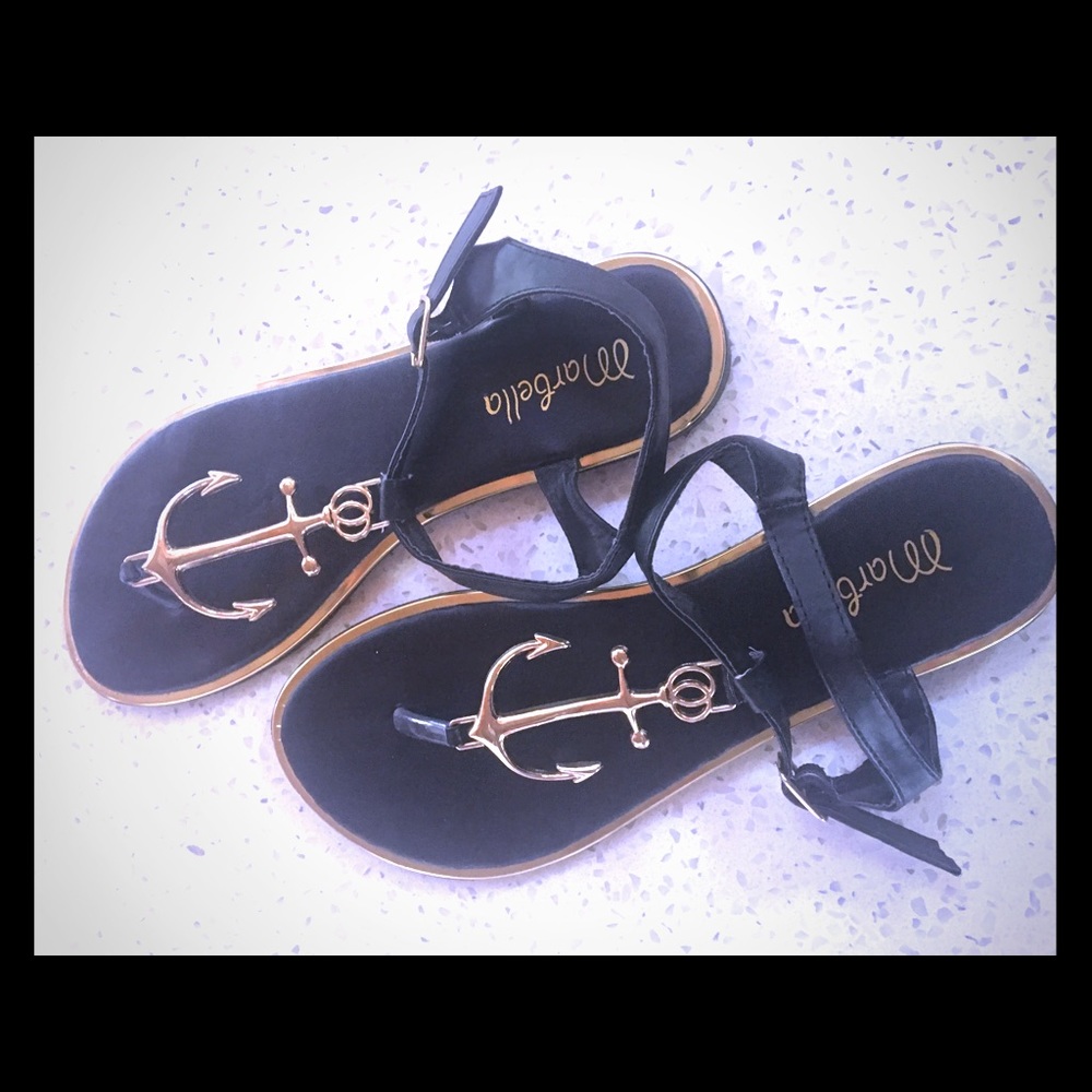 Gold anchor sandals worn once Size 7