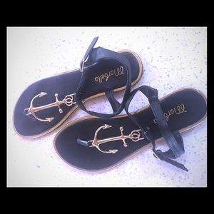 Gold anchor sandals worn once Size 7