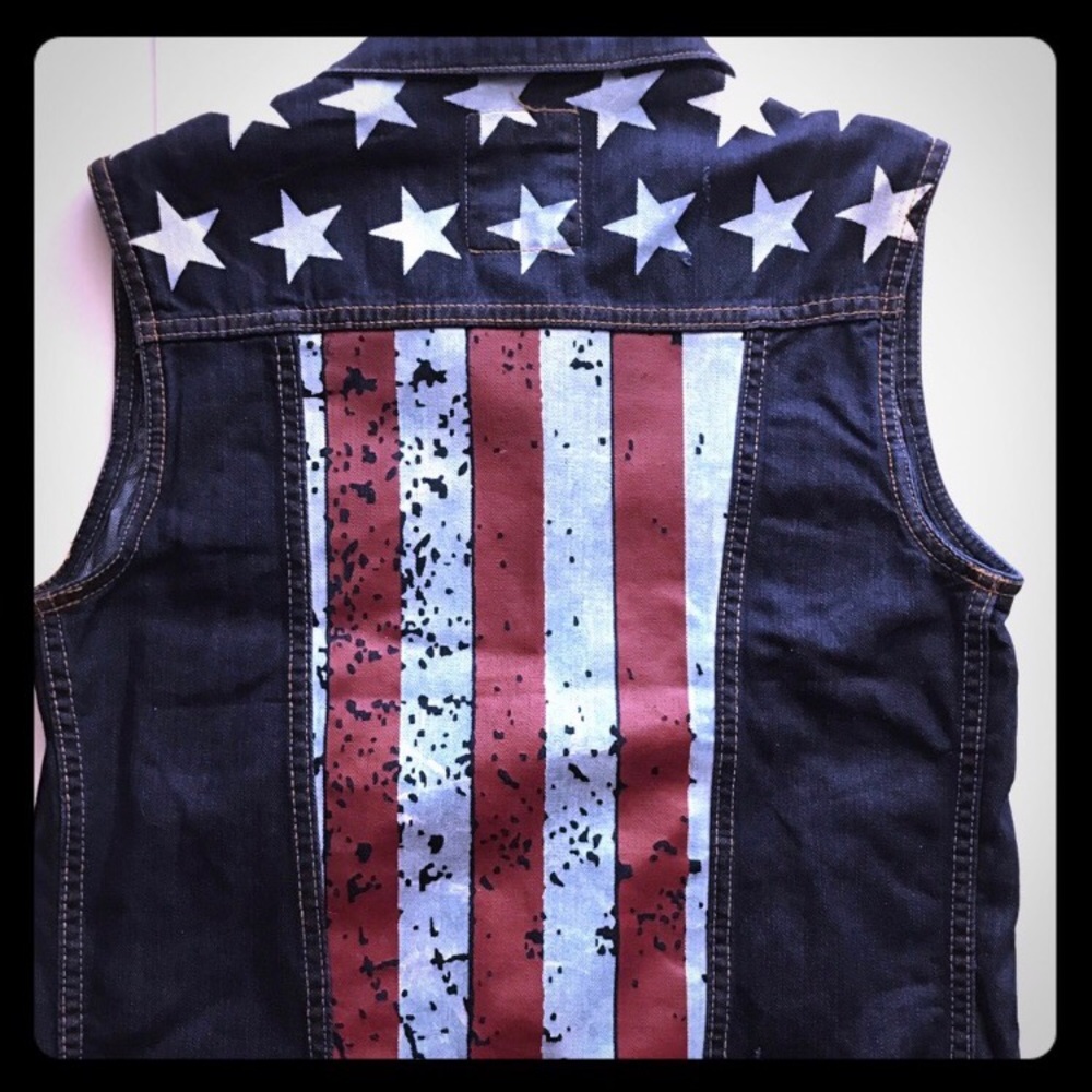 Never worn American flag denim vest