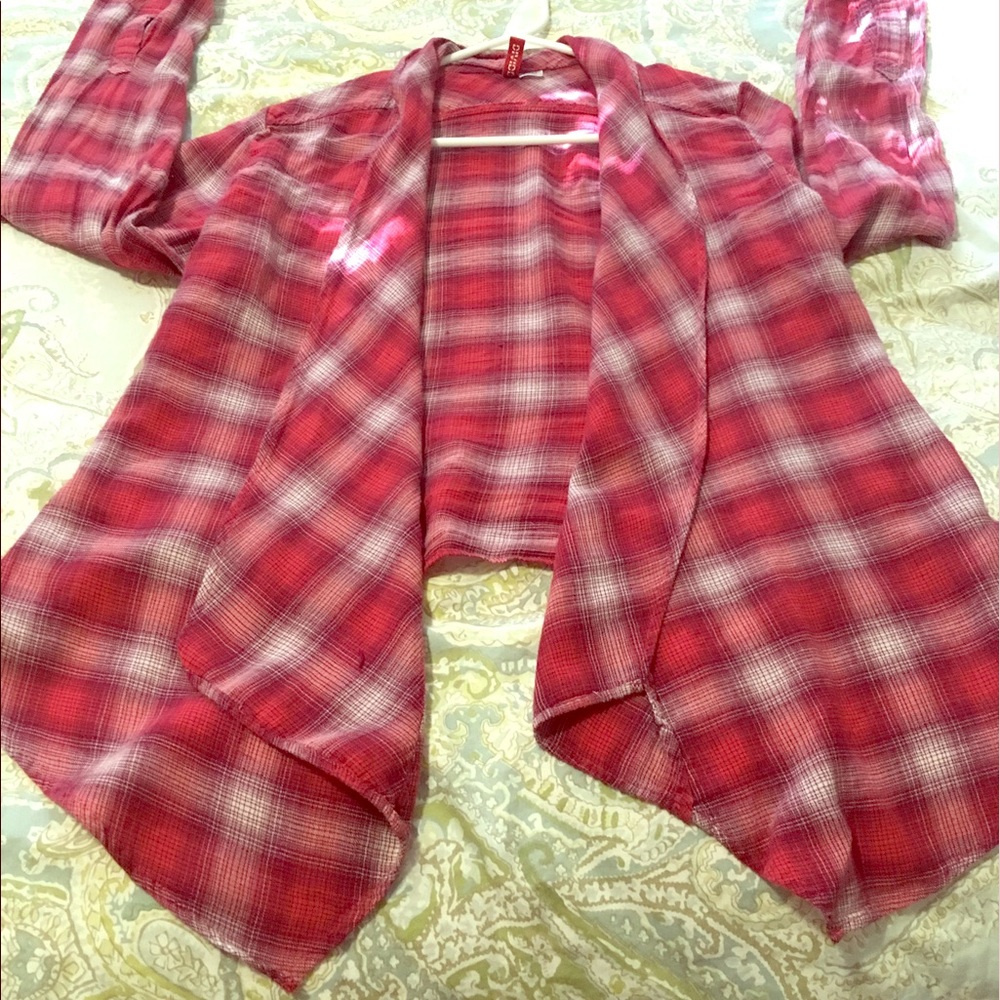 Red plaid blouse cardigan