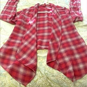 Red plaid blouse cardigan