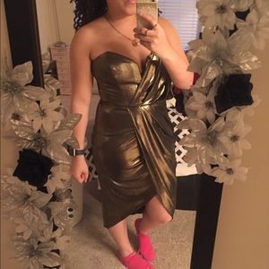 Gold Metallic Toga Dress