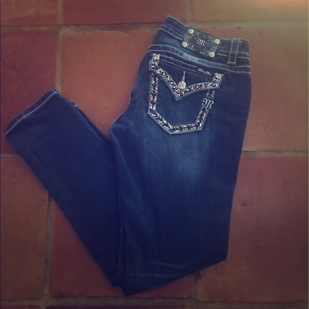Miss Me Size 29 Skinny jeans gold/rhinestones