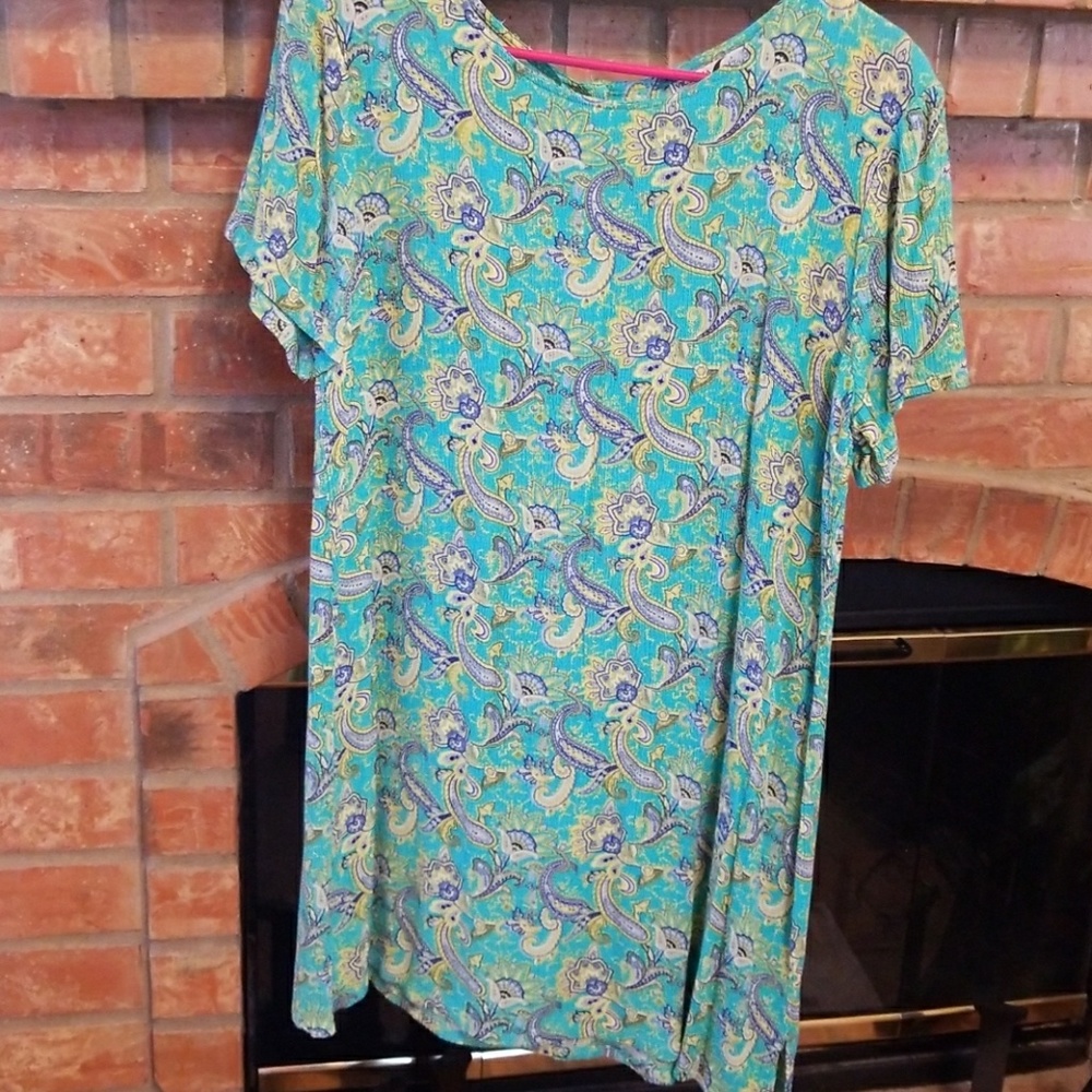 Cute, green and blues  paisley print  dress,  that