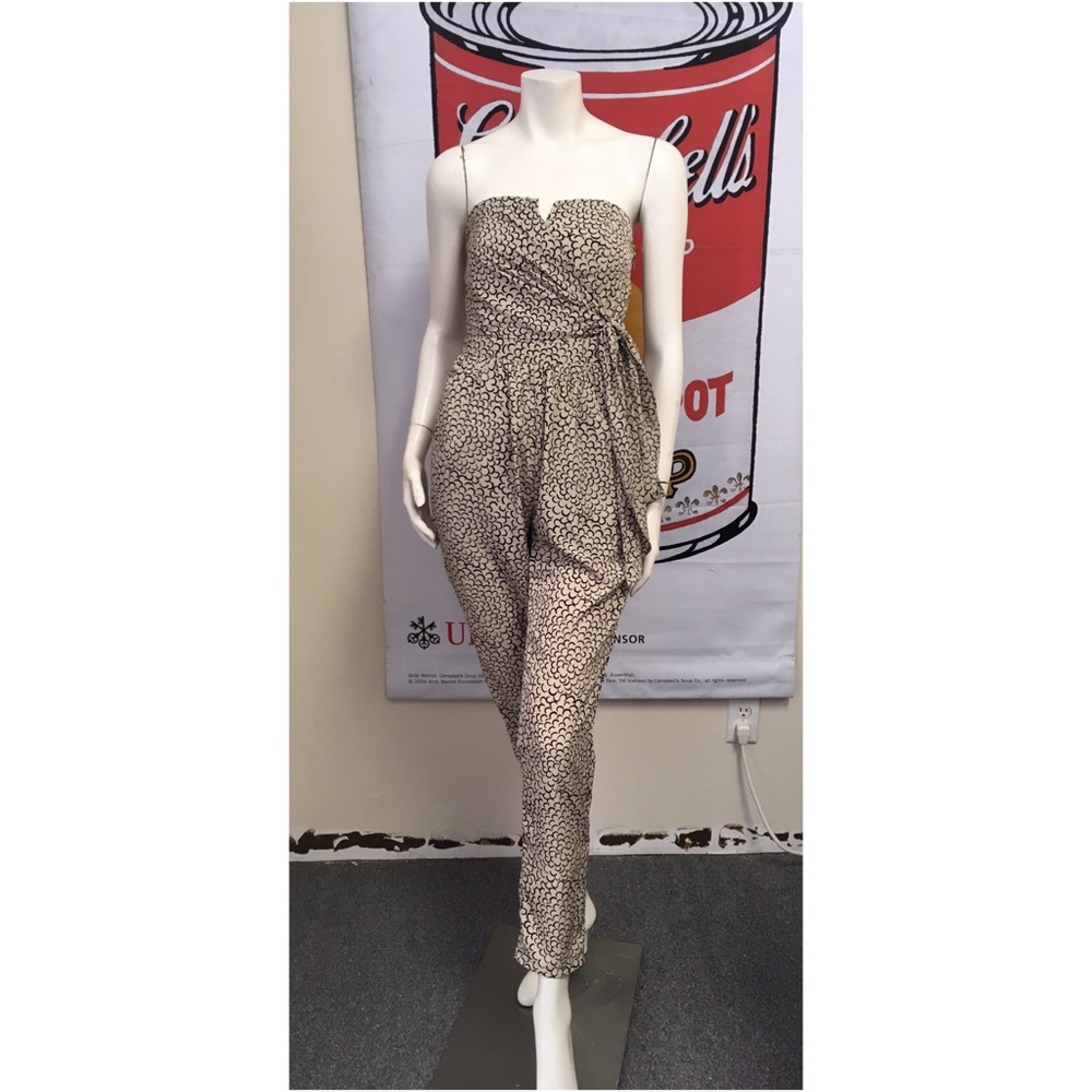 Strapless jumpsuit with sarong-style tie