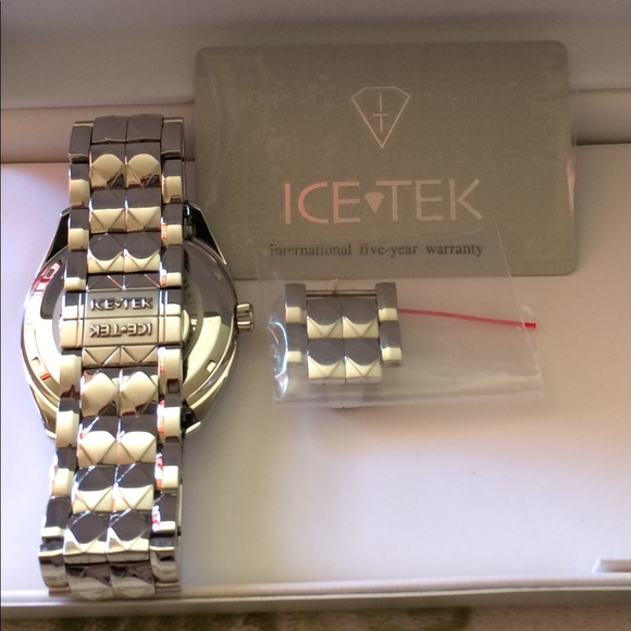 VTG 2009 Genuine Swiss ICETEK Watch Custom S.S band . Platinum/diamond spinner - Picture 8 of 16
